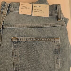 Agolde High Rise Tapered Baggy Jeans in Light Blue